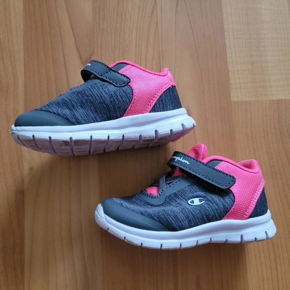 Champion Girls First Walking Shoes Sneaker Munchkin Pink Grey Active Size 4M